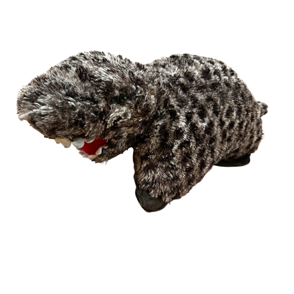 Pillow Pets Grey Shaggy Dinosaur Plush 18" Folding Stuffed Animal Toy 2010 T-Rex
